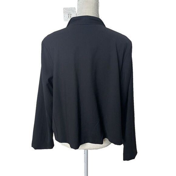 Eileen Fisher Size XL Black Jacket Open Front Blazer Short Pockets - Picture 3 of 9